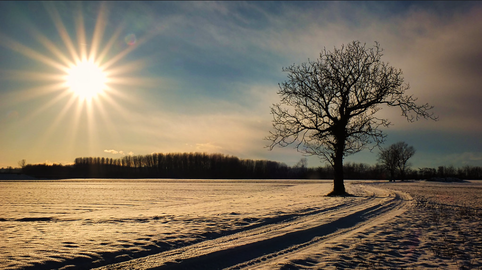 sunrise on horizen in winter